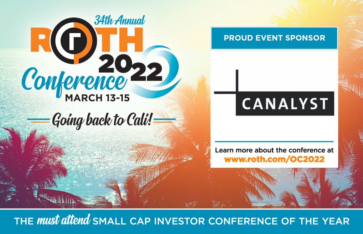 CanalystModels's tweet photo. We're back! Here at the @RCLagunaNiguel for the 34th Annual ROTH Conference today and tomorrow. Come by booth #29 for @SidecarDoughnts and #fundamentalmodels on the presenting companies. https://t.co/fB9h1yS5yF
