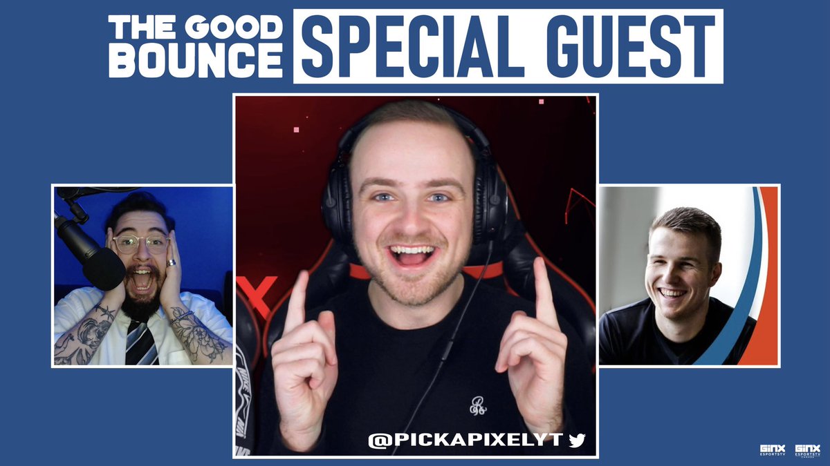 Join us tomorrow for a new episode of #TheGoodBounce ft. Special Guest, <a href="/pickapixelyt/">Pixel</a>! 👾

Reply with your best RL questions for a chance to win 1️⃣ of our 3️⃣ #RocketPass Premium codes 🥳

ℹ️: Roll Call on stream
🗓: 15th March 2022
⏰: 12pm GMT/6am CT
📺: twitch.tv/ginxtv