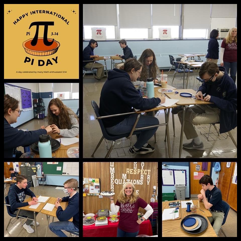 PCScrusaders's tweet image. PI Day was celebrated today in Mrs. Bradford's math classes. The students completed PI puzzles, measuring circles to find PI, PI word scramble, Reciting numbers of PI, PI Dice Game, Circle penny pitch, PI syllable story, and ate a variety of pies. 🥧