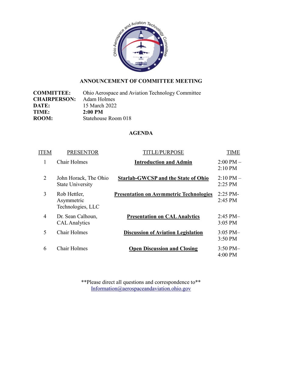 Ohio Aerospace and Aviation Technology Committee tweet media