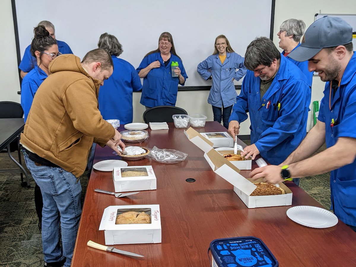 RBBSystems's tweet photo. This is how the RBB team celebrates PI day - with PIE for our March Monthly Mojo Day! #piday #3.14 #pieforpiday #monthlymojo #lovewhereyouwork #meetRBB #PCBA https://t.co/jjtqottYo4 https://t.co/6FP71NOWSX