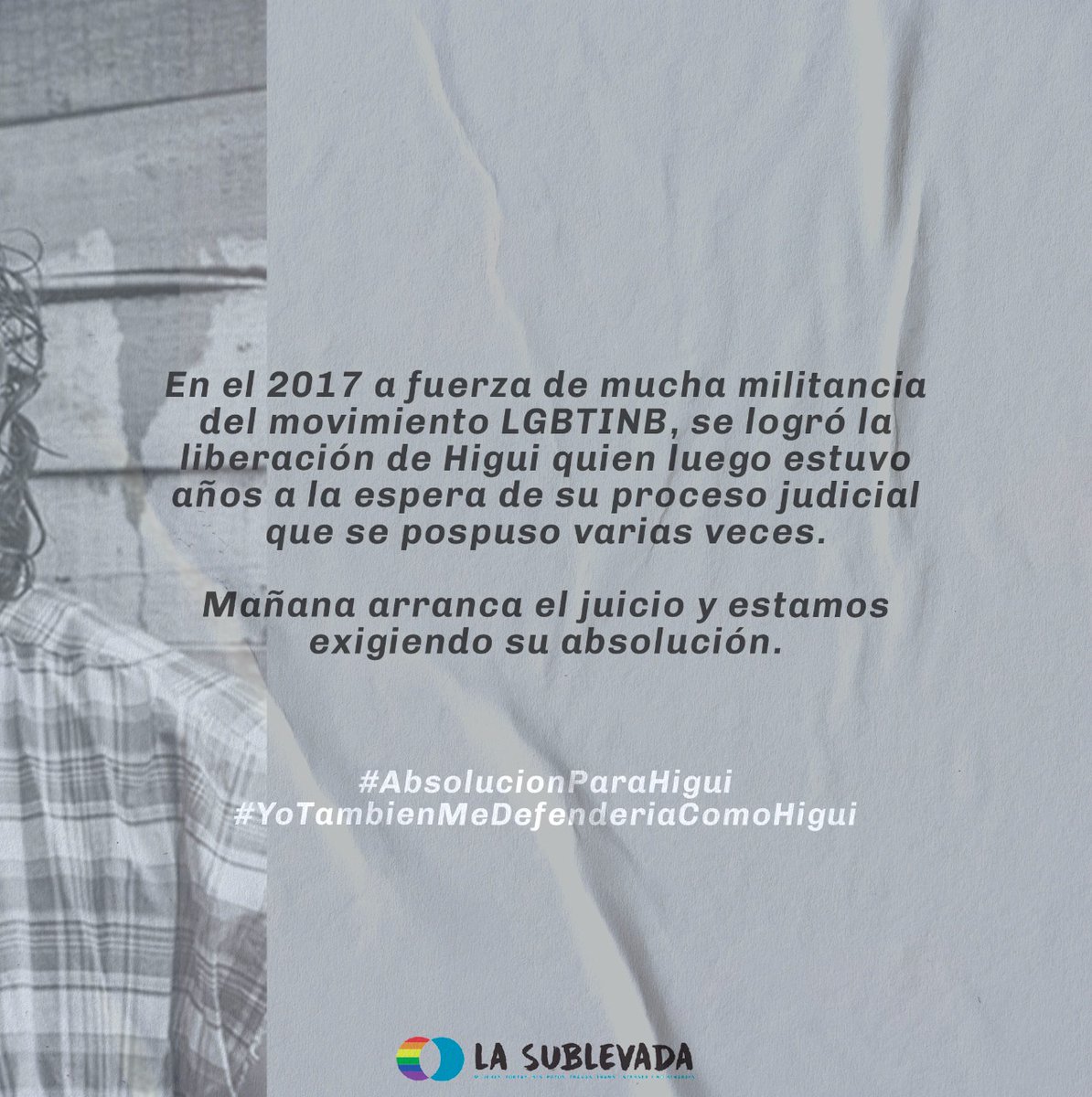 LaSublevada's tweet photo. Vení con nosotres a bancar a Higui! 

#Absolucionparahigui 
#Yomedefenderiacomohigui https://t.co/O07Azm3Mdk