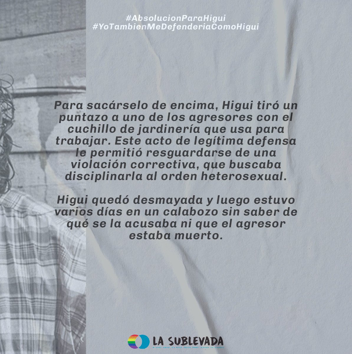 LaSublevada's tweet photo. Vení con nosotres a bancar a Higui! 

#Absolucionparahigui 
#Yomedefenderiacomohigui https://t.co/O07Azm3Mdk