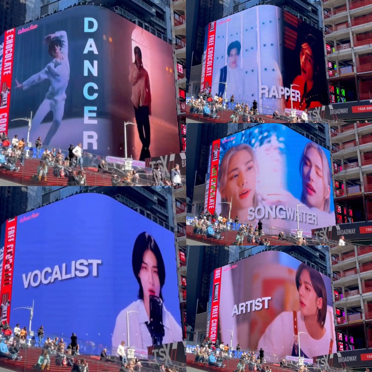 hyunjinie320's tweet photo. I really need Hyunjin to see that Times Square ad not only is it so mesmerizing but they way it lists his many talents too is just beautiful 🥺❤️ https://t.co/xxMs0loq9Y