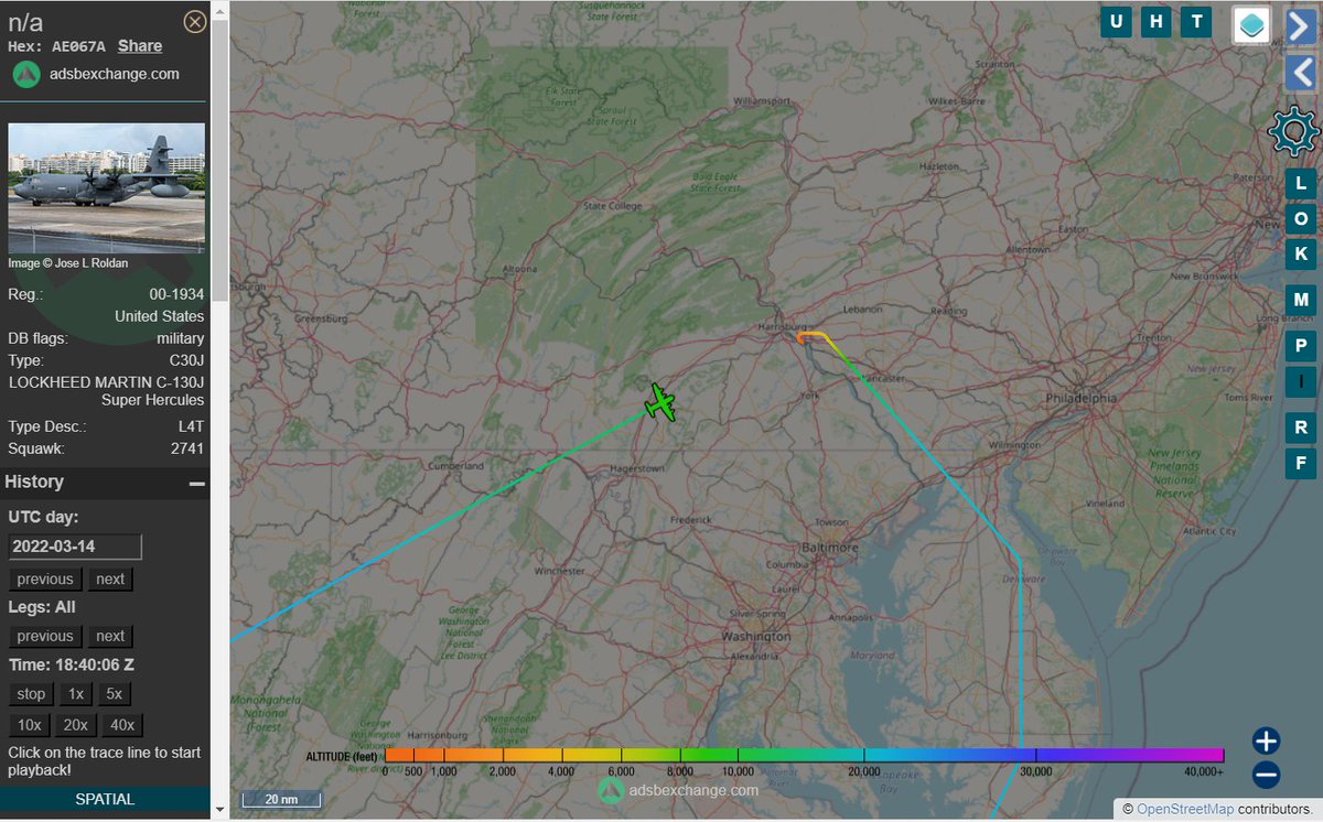 KSOSINT's tweet image. PA ANG EC-130J Commando Solo III 00-1934 (#AE067A) coming back home to #KMDT after touch-and-goes at #KILM Willmington, NC