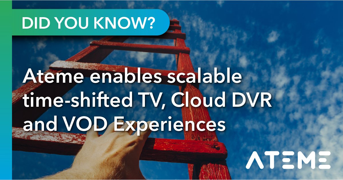 ateme_x's tweet photo. Did you know Ateme enables scalable time-shifted #TV, #CloudDVR and #VOD experiences? 🤯 We can support you in growing your added-value content services exponentially – all whilst slashing your costs and your environmental impact. Discover how: https://t.co/HP0dyVWWHE https://t.co/Wsv0THAXSB