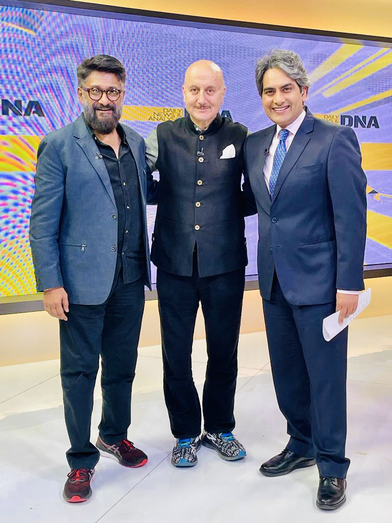 sudhirchaudhary's tweet photo. The team that has been raising the voice of Kashmiri Pandits relentlessly, comes together on #DNA 
A very special episode on #TheKashmirFiles with @vivekagnihotri and @AnupamPKher https://t.co/yL10K9zAAj