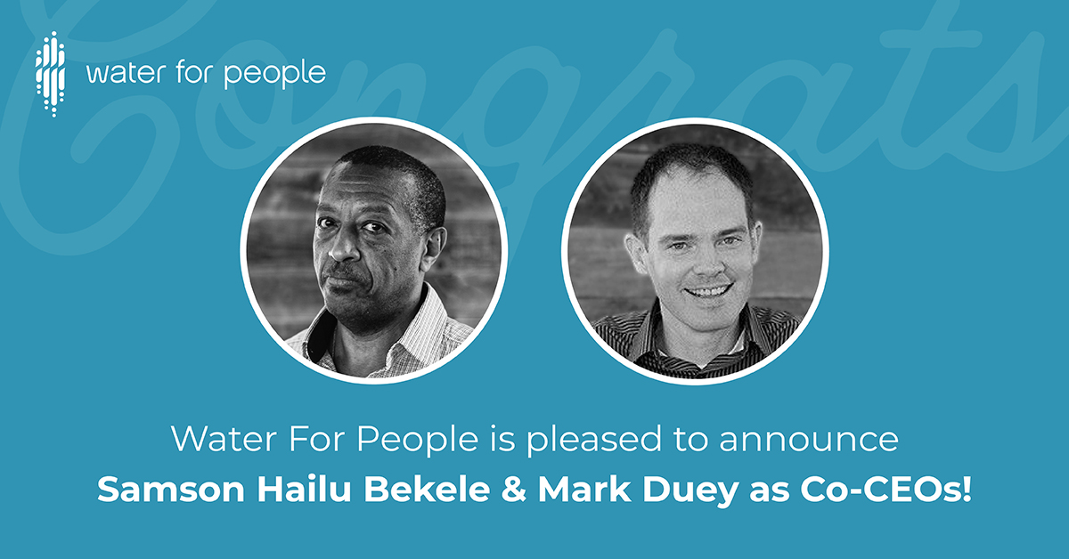 waterforpeople's tweet photo. After a global search process, Water For People is thrilled to announce Samson Hailu Bekele and Mark Duey as Co-CEOs!
Join us in congratulating these exceptional leaders, and read more about this opportunity for innovative, collaborative leadership:
https://t.co/YLOYrUqwWr https://t.co/trkb1SLu3E
