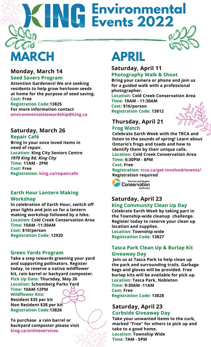 sustainableking's tweet photo. Check out all the environmental events we have scheduled this season🌷 #KingLovesSpring #countdowntospring https://t.co/o2hWJiy03c