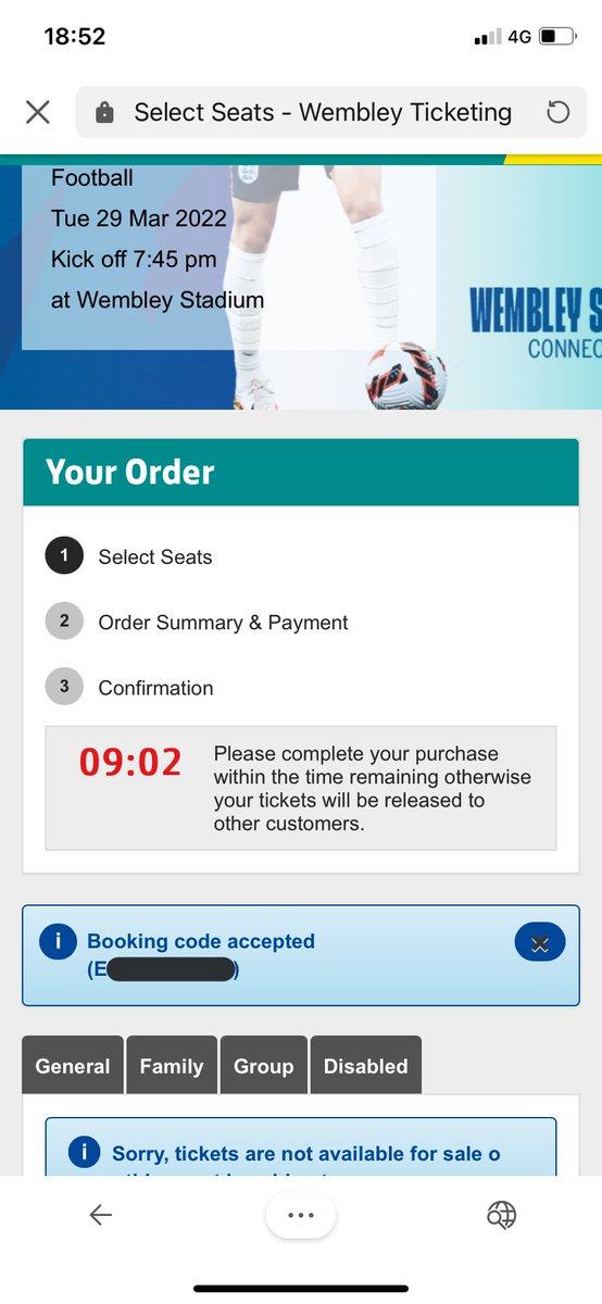 EmmaJTolley's tweet photo. @wembleystadium @bluelightcard almost 2 hours of trying to log on and get tickets for the England Vs Ivory Coast match through BLC tickets. 2 disappointed kiddies and no tickets https://t.co/P61MfF5FWS