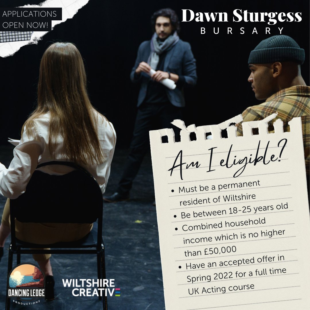 DancyLouise's tweet photo. @wiltscreative and Dancing Ledge Productions are delighted to announce that applications are now open for a bursary of up to £30,000 to support living costs for a young person from Wiltshire aged between 18 and 25 whilst studying acting. A fitting legacy for a life lost too soon. https://t.co/0VAvJehsBh