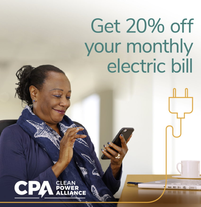 The CPA Power Share program provides income-qualified customers in under-resourced communities with 100% #renewable energy and a 20% discount. 

When combined with CARE or FERA discounts, you could save up to 45% off your monthly electric bill

Learn more:
cleanpoweralliance.org/power-share/