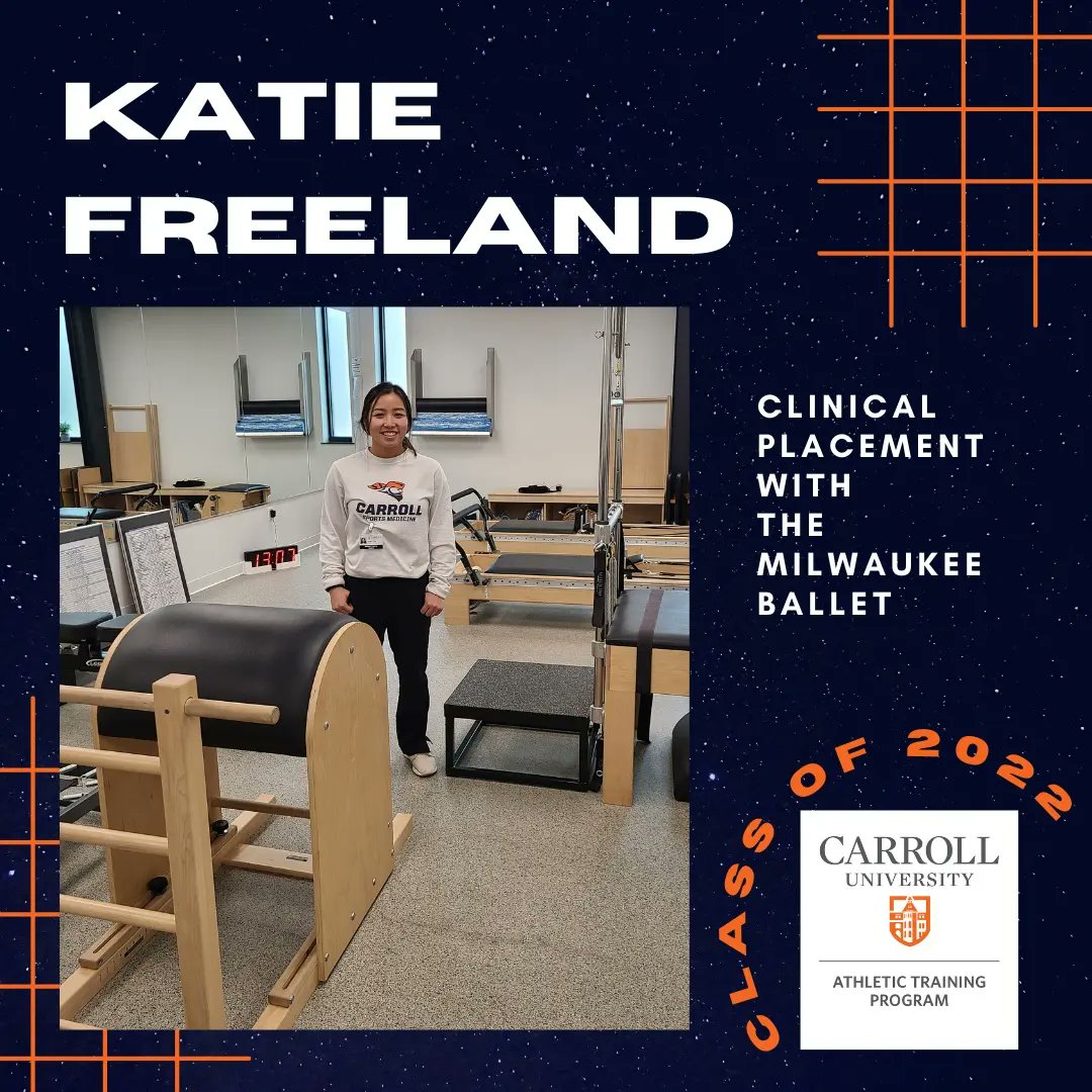 CarrollU_MSAT's tweet photo. 2nd Year CU MSAT student Katie Freeland is working with the Milwaukee Ballet athletic training staff for her clinical immersion. She will spend 16 weeks providing care to these performing arts athletes. A great example of how ATs provide healthcare everywhere! #natm2022 #pioproud https://t.co/TrsOoFS6xX