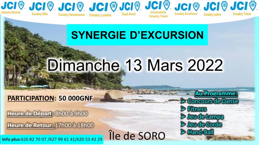 Jciconakrytreso's tweet photo. La JCI Conakry Trésor en synergie avec les OLMs soeurs de la JCI-GUINÉE ont réalisé une excursion sur l'île de soro ce dimanche 13mars 2022.
Je suis sur Instagram sous le nom @jci_conakry_tresor. https://t.co/igBQduhAeD
#DIVERTISSEMENT
#EXCURSION2022
#JCICONAKRYTRESOR https://t.co/CdGUN2M7St