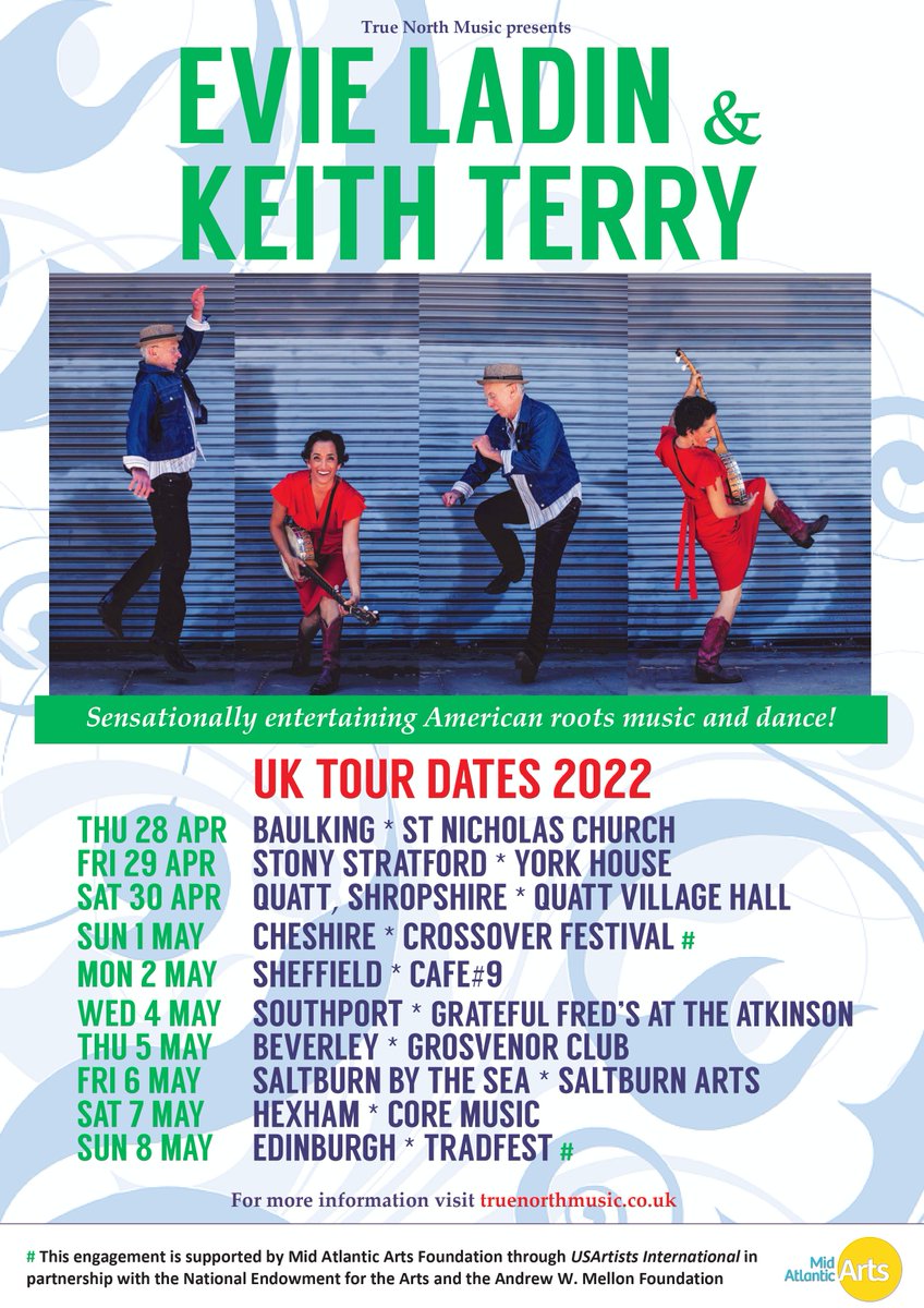 TrueNorthGigs's tweet image. Updated poster with extra gig! Tickets out now for all dates on @EvieLadin &amp;amp; #KeithTerry 2022 UK tour. Don't miss this sensational California duo &amp;amp; their unique mix of Appalachian folk, roots &amp;amp; #bodypercussion More info &amp;amp; ticket links at bit.ly/EvieKeithUKtou…
#banjo #bodymusic
