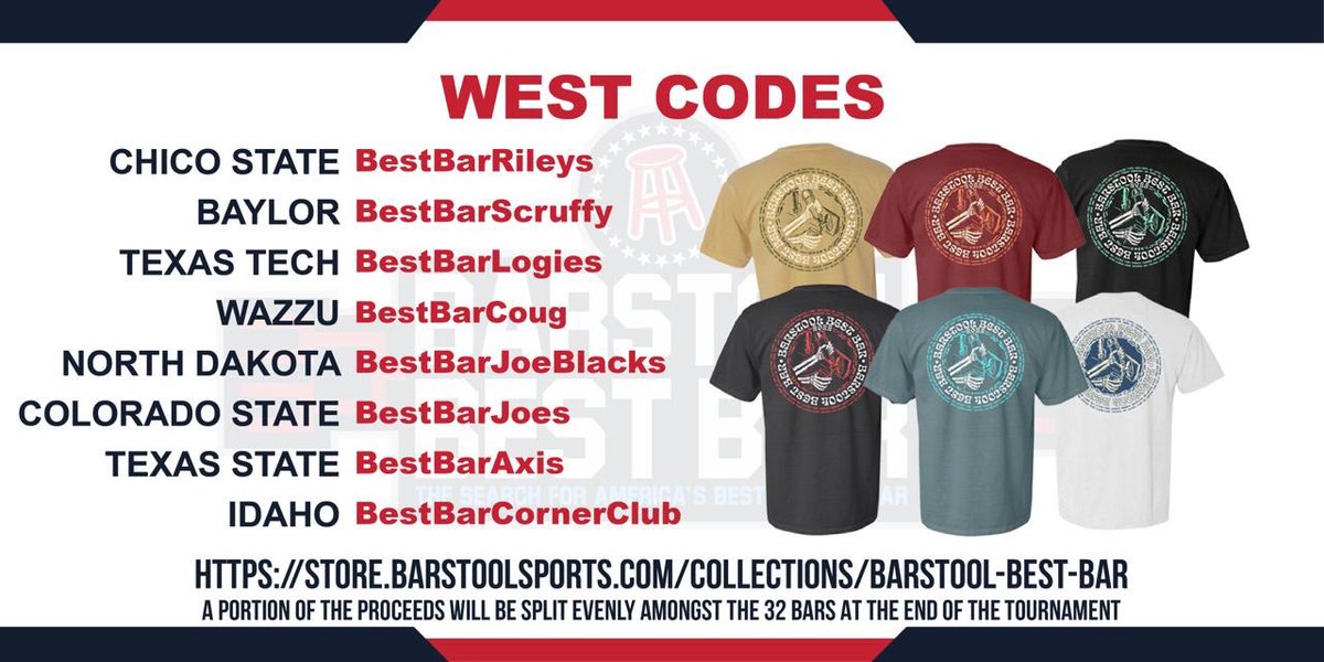 BarstoolU's tweet photo. #2 @BarstoolTXST vs #7 @BarstoolUIdaho

To vote for @Axis78666, tweet “#BestBarAxis” 

To vote for @CornerClub, tweet “#BestBarCornerClub”

You can also purchase our #BarstoolBestBar merch and use the school code in the graphic below at checkout for an extra 5 votes per item: https://t.co/K2bi2TRGfy