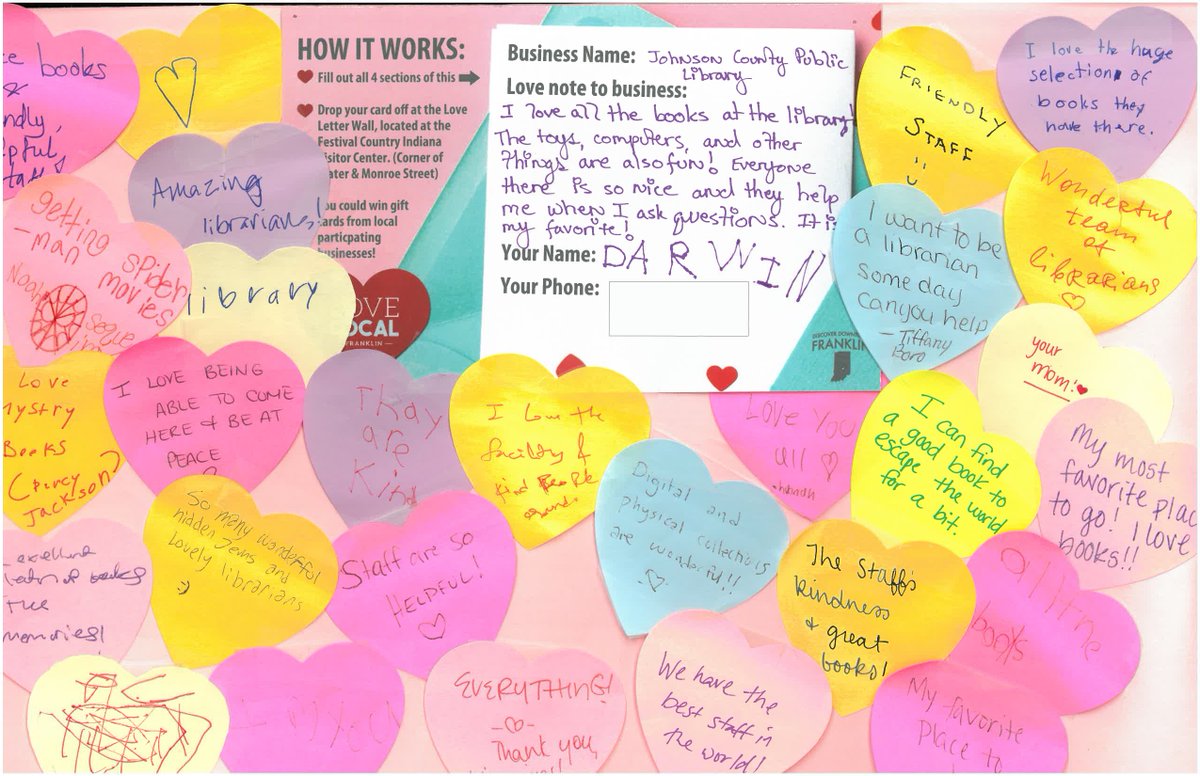 JCPLIN's tweet photo. It warmed our hearts to read the love letters you wrote to the all the JCPL Branches in February! We love helping our patrons of all ages read, learn and discover at the Library.
#JCPLIN #LibraryLove https://t.co/3FEGFrwiR9