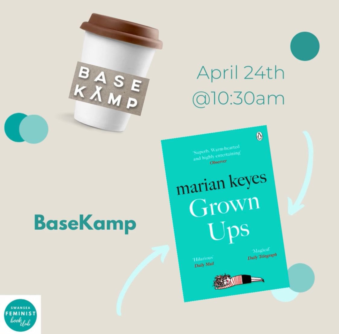 Grown Ups by @MarianKeyes is our next book and we can’t wait!

Join us on Saturday 24 April; get your tickets here: tinyurl.com/46knd9by