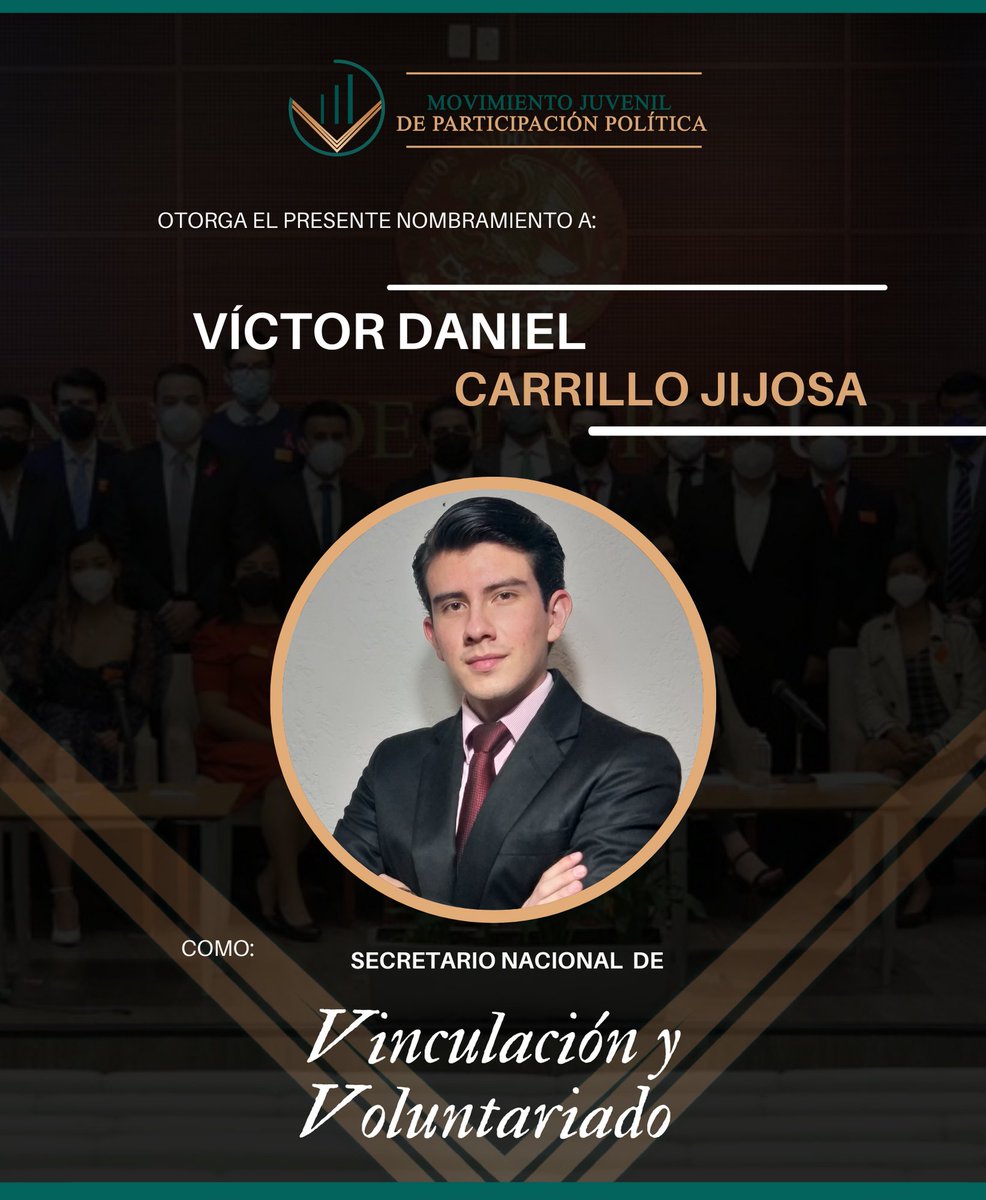 MJPPMX's tweet photo. 📣 Continuamos trabajando y persistiendo, por eso cada día tenemos más jóvenes comprometidos en nuestro Movimiento Juvenil de Participación Política.
En #MJPP nos congratulamos en presentar a nuestro Secretario Nacional de Vinculación y Voluntariado
Víctor Daniel Carrillo Jijosa https://t.co/Hcn88SGl0f