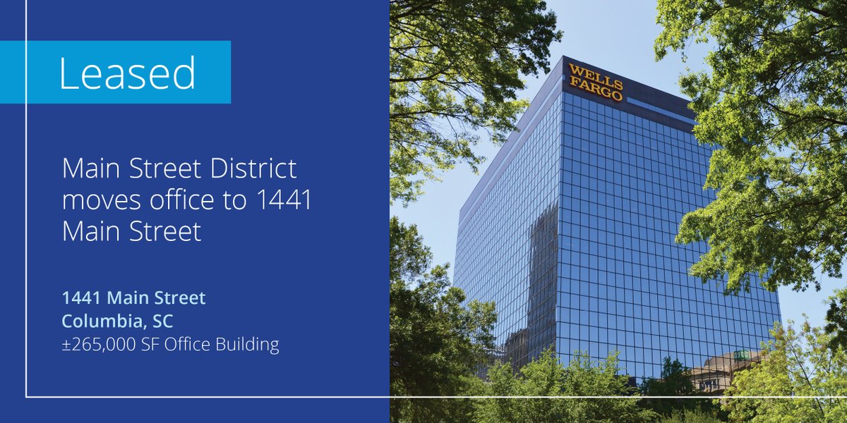 ColliersSC's tweet photo. @mainstcolasc has leased new office space at 1441 Main, which "showcases the tremendous cultural, restaurant, retail, residential and hospitality assets our mission has endeavored to create and support," said Matt Kennell of Main Street District. Read: https://t.co/OnGrEAl67a https://t.co/sI4FOblsQ4
