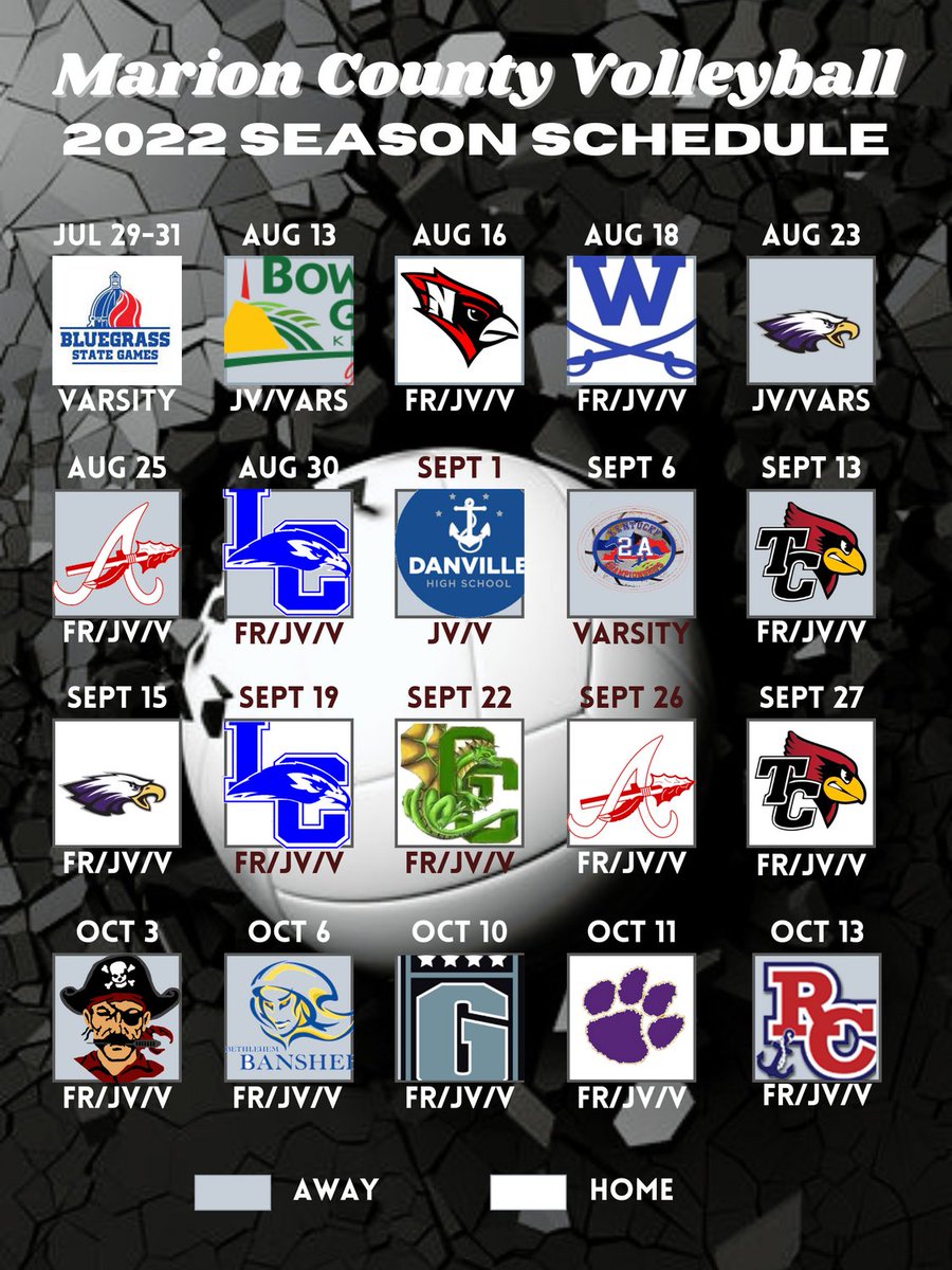 Our 2022 season schedule is ready to go!!! This poster shows all matches except for our various tournaments (3 for each level). Get excited!!