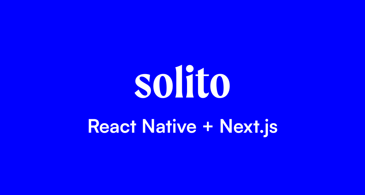 Introducing solito: shared navigation code for React Native + Next.js.

👾 Next.js on Web
🗺 React Navigation on Native
⚡️ Moti integration
📂 Starter monorepo

Star it and try it out → github.com/nandorojo/soli…