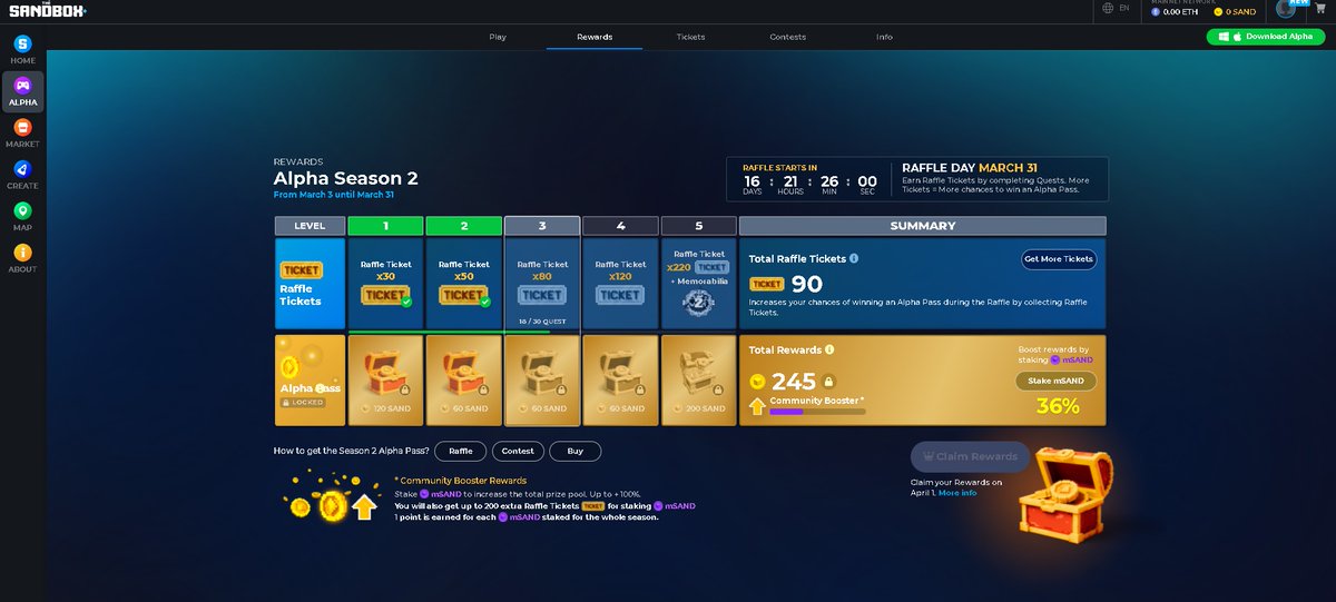 KGanzeee's tweet photo. @TheSandboxGame I just participated in the daily #SandboxAlphaS2Contest for a chance to earn up to 1,000 $SAND! Starting March 14 -  Show your Raffle Tickets. Check out my screenshot below! 👇 #SandboxAlphaS2 https://t.co/K9eejOhYSQ