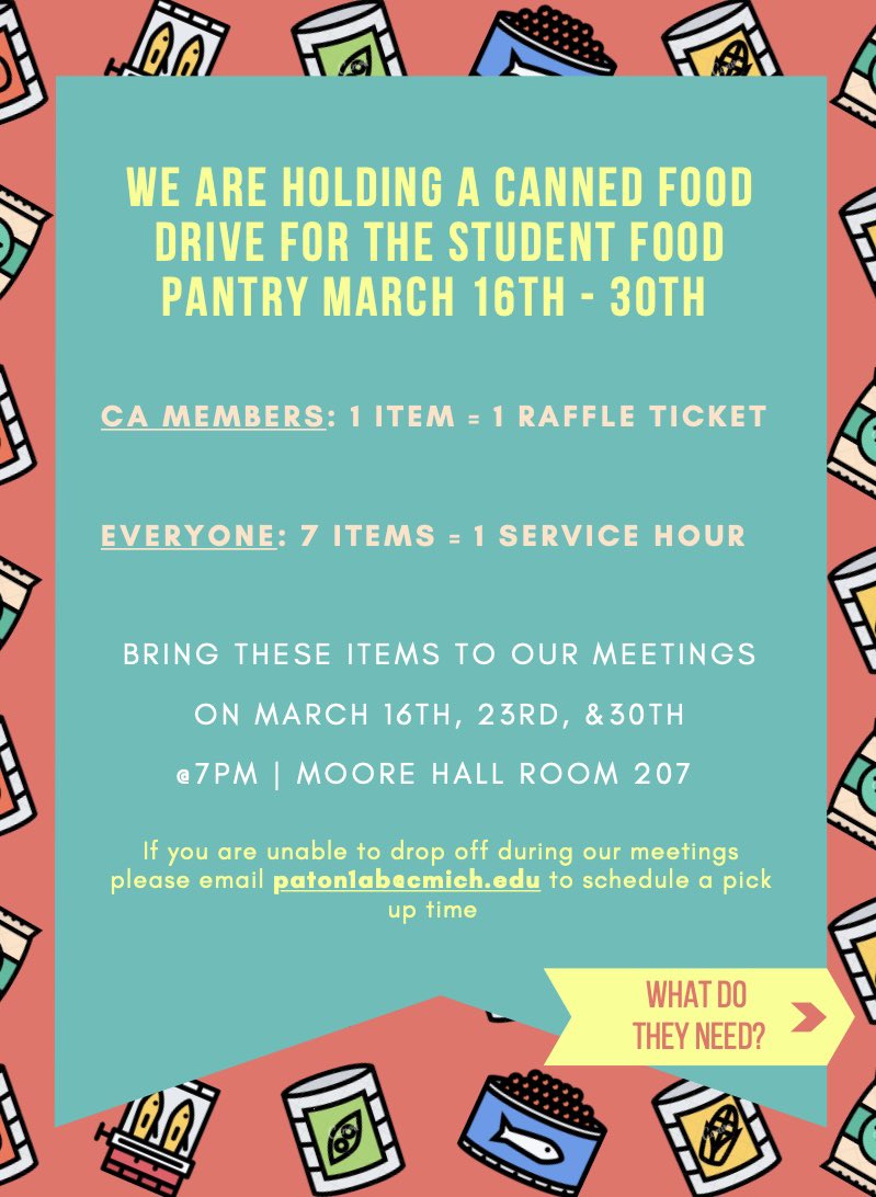 CMU_CA's tweet photo. Welcome back! 🎉

Hope you all had a great spring break! 

We would like to announce a canned food drive campaign for all students who wish to get involved. 

Details are provided within the post. https://t.co/fUfoxrVtpv