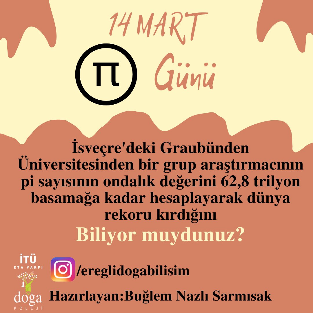 Afiş Ekibi üyemizin bugüne özel çalışması. #14martpigünü #dogatech <a href="/EnisEryaman/">Enis Eryaman</a> <a href="/muammerozkan_/">Muammer Özkan</a> <a href="/avciufukyilmaz/">Avcı Ufuk Yılmaz</a> <a href="/Safakgedik1/">Şafak Gedik</a> <a href="/CansuDirekci/">Cansu Direkçi</a>