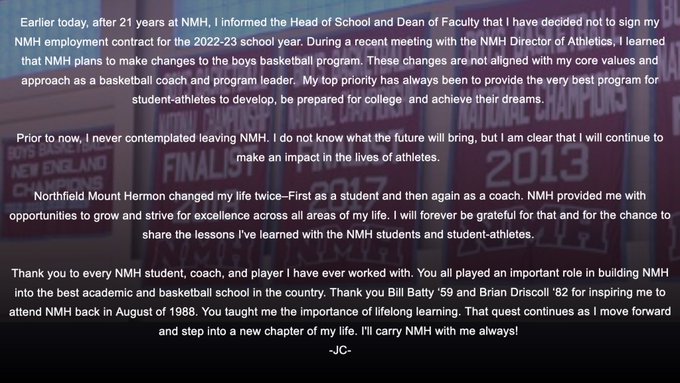 Carroll Leaves Lasting Legacy At Nmh New England Recruiting Report