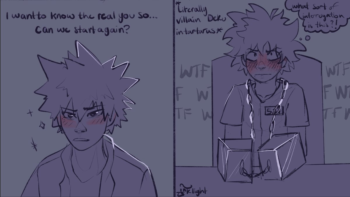 Inkalight's tweet photo. villain #Deku but it’s hilarious cause Katsuki gets a crush and they both end up being adorable over it
#bkdk
(if you’re seeing this twice no ya not) https://t.co/QVh7dwMFVU
