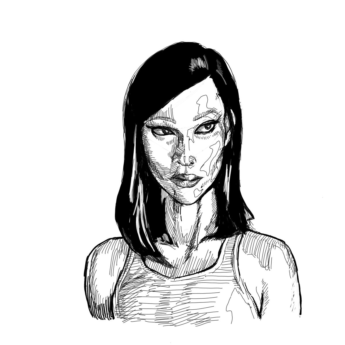 PfIllustration's tweet photo. I drew #zoekravitz from #thebatman great film, fun sketch to do #sketch #sketchbook #ink #digitalart #illustration #catwoman #art #myart #artistoninstagram #digitalillustration https://t.co/OLvtve0G9B