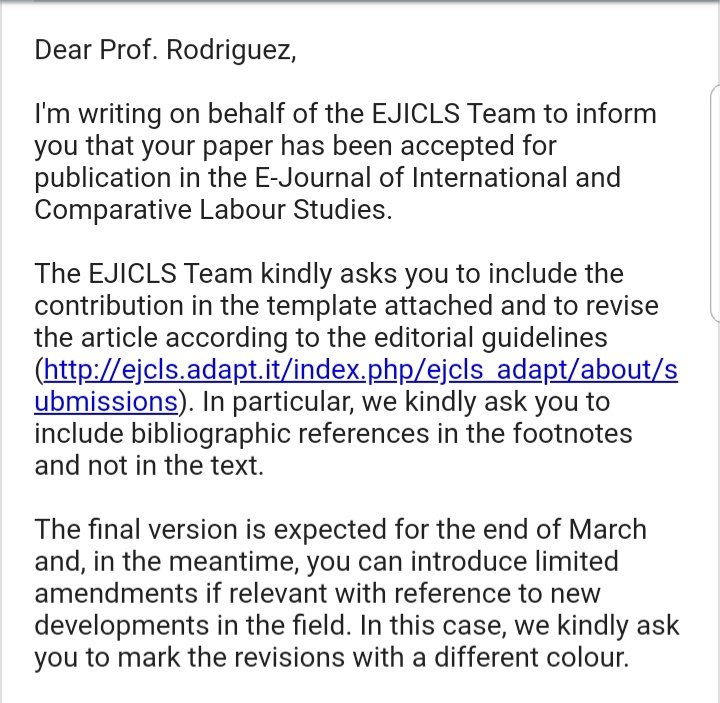 Very pleased that my paper on #collectivebargaining for #platformworkers is to be published by E-Journal of International and Comparative Labour Studies #EJICLS