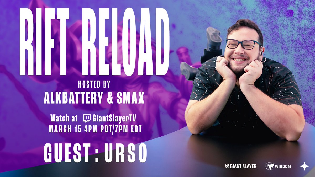GiantSlayerWR's tweet photo. Another episode of #RiftReload is hittin' your Twitch feed tomorrow! ๐บ
@AlkBattery & @SmaxHeid are joined by @UrsoCaster for a caster triple treat special!
We'll see you at 4pm PDT/7pm EDT. ๐ https://t.co/KualCpbBob