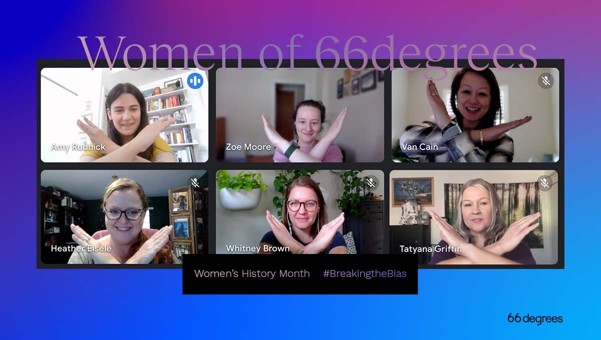 66degreestech's tweet photo. Today, Women of 66degrees hosted a panel, moderated by Staff Accountant, Zoe Moore and Director of Delivery Management and Cloud Adoption, Amy Rudnick. Together we are working to #BreaktheBias for #womenintech. https://t.co/uKCakI5tZL