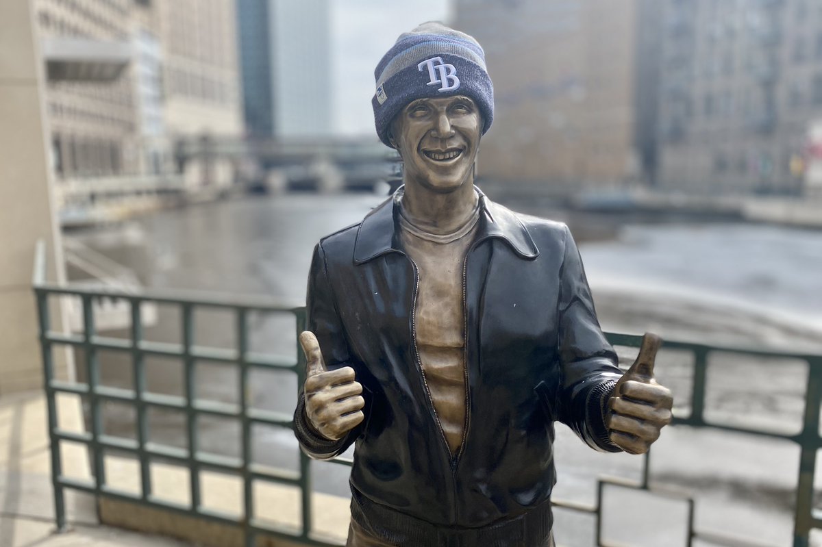 8_plamison's tweet photo. .@WFLA Tampa Bay Fonz @RaysBaseball #fonzie #happydays #Milwaukee #eagle8 https://t.co/s9dMvpBtIW