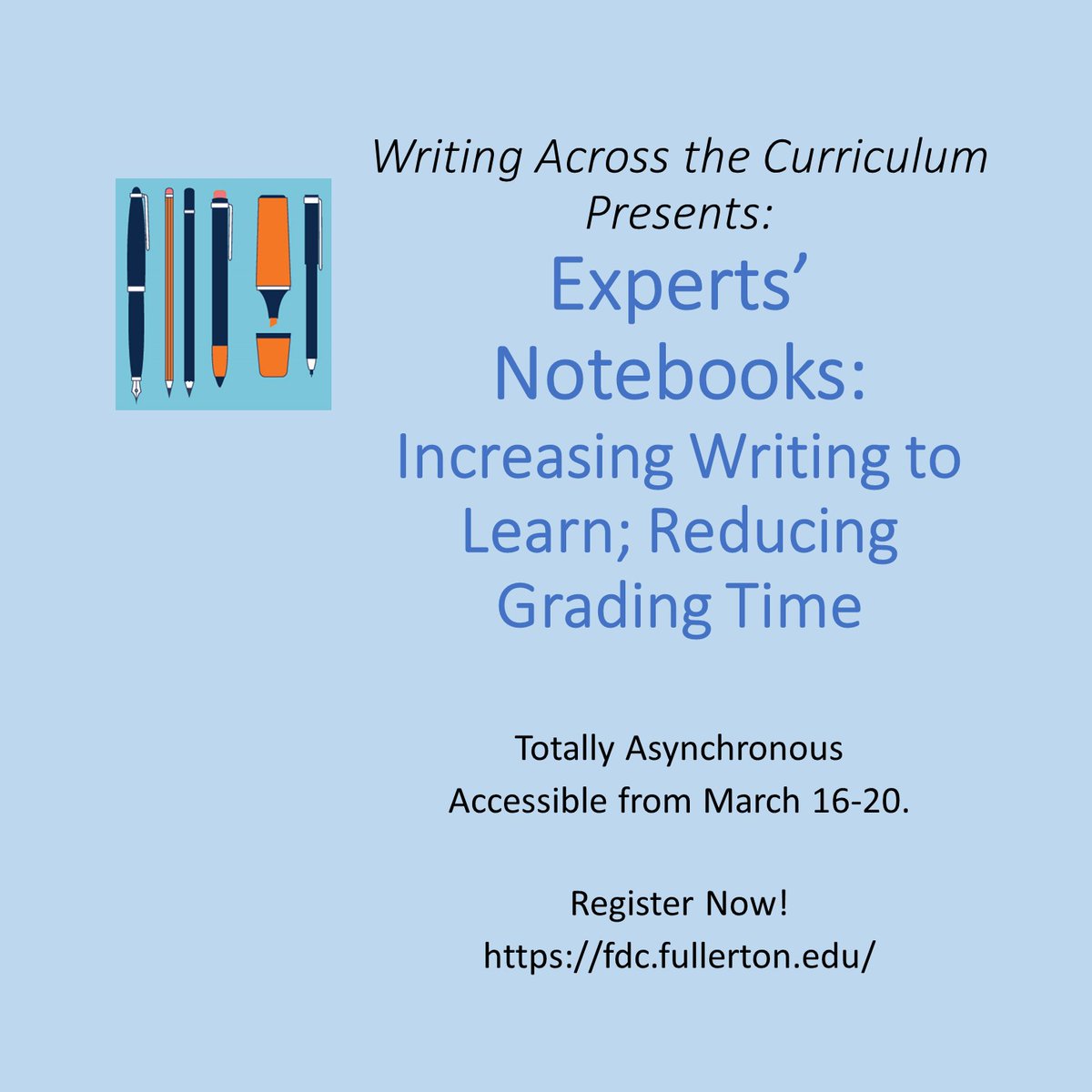 csufwrites's tweet photo. In an hour or less, learn to increase student success while reducing grading time! https://t.co/PY7PIQ1wGU https://t.co/Lu80seKQJv