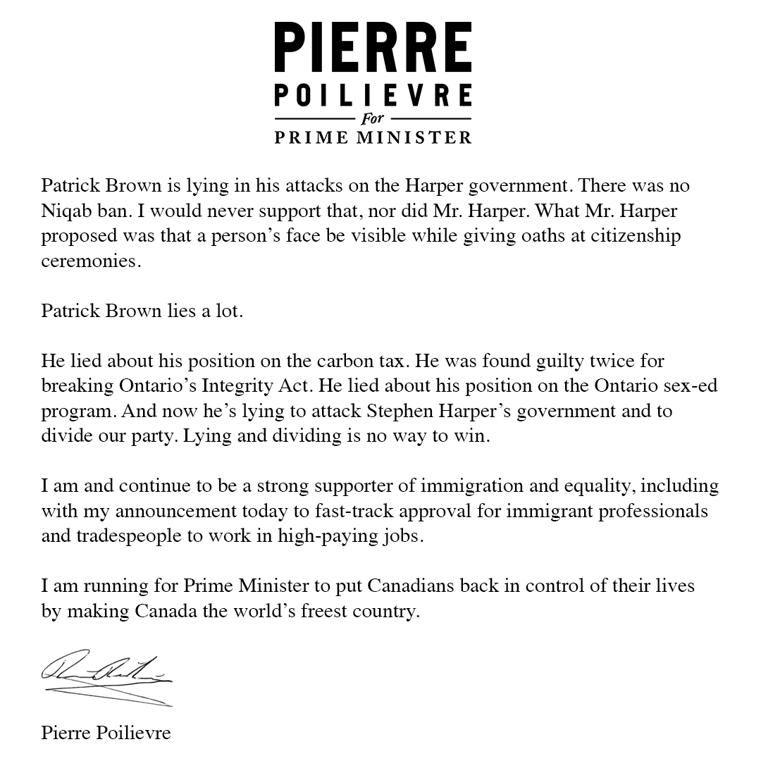 PierrePoilievre's tweet photo. Patrick Brown is lying in his attacks on the Harper government.
But that's not much of a surprise, because Patrick Brown lies a lot.
And lying and dividing is no way to win. https://t.co/s6sHeIgiwy