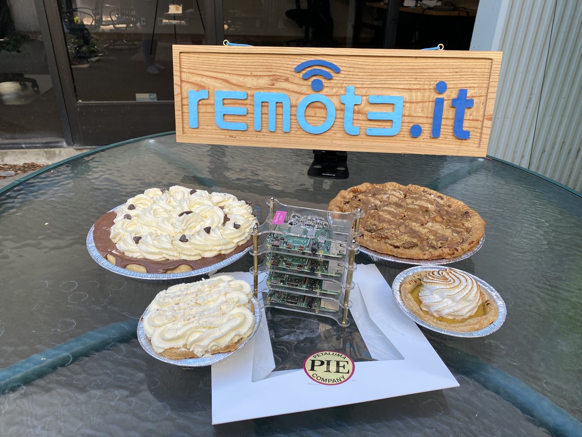 remote_it's tweet photo. What is 3.14? It's #PiDay of course!! The @remote_it team celebrated with lots of Pi(e)s - the most important at the center of the table, the @Raspberry_Pi π
#connectivityascode #raspberrypi #happypiday https://t.co/WD4WZ8dyoI