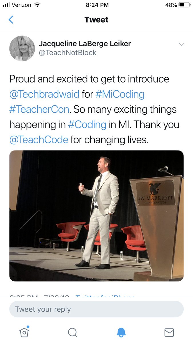 Techbradwaid's tweet image. Flashback - giving a keynote in my own state.  Thanks @TeachNotBlock for the great introduction for the great #MiCoding event in Grand Rapids, MI.  Thank you @TeachCode for all your work and support.