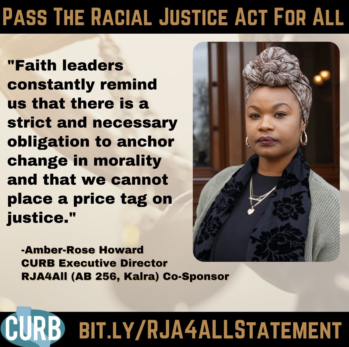 📢We are coming together from across the state to showcase the Faith Community’s support for the Racial Justice Act for All📢

Read Amber-Rose’s full statement “Faith and the California Racial Justice Act for All” here: bit.ly/RJA4ALLStateme… 

#RJA4All #AB256 #ConfrontRacism