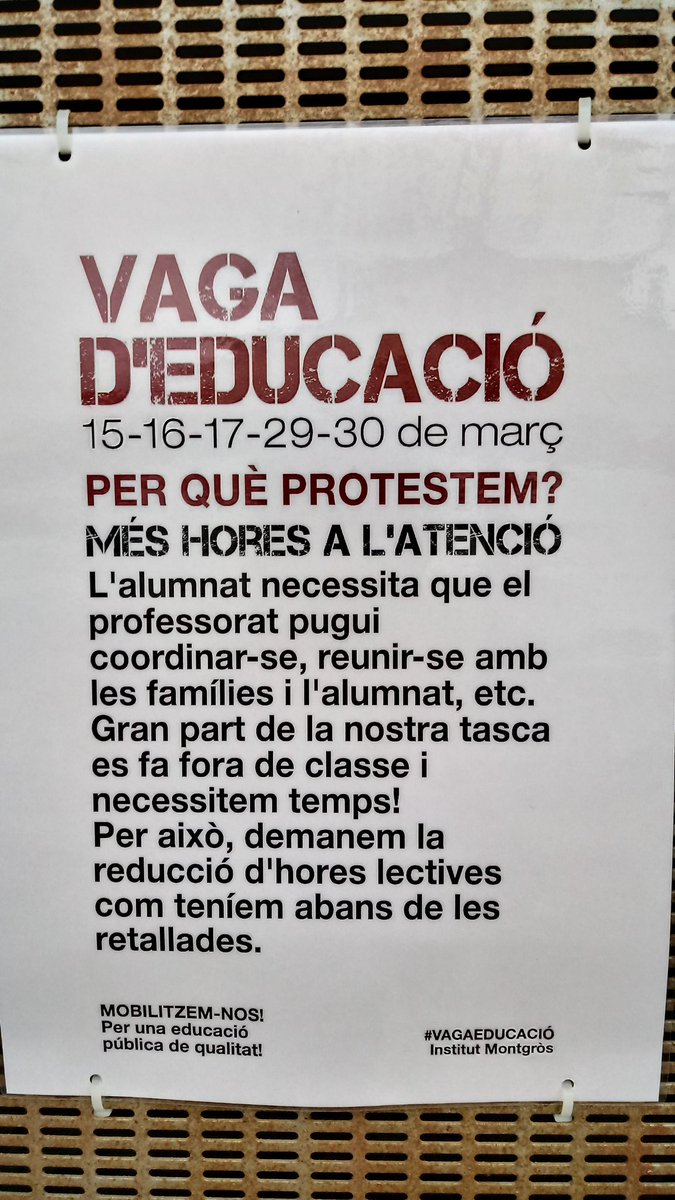 insmontgros's tweet photo. El claustre de l'institut Montgròs s'uneix demà a les demandes de respecte pel col.lectiu docent, inversió digna en educació i planificació estratègica consensuada.
#vagaeducacio https://t.co/asWirmlxvM