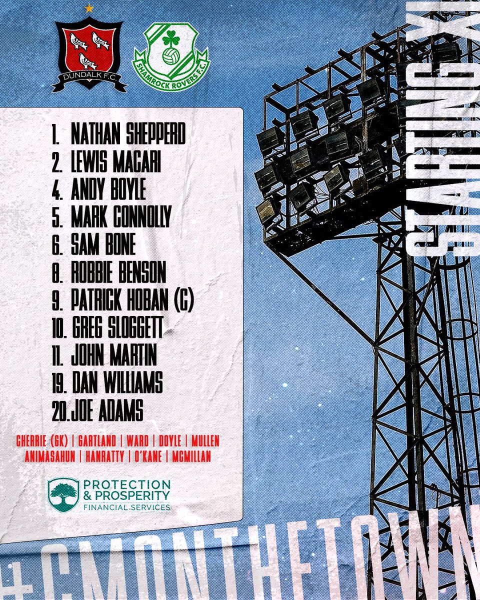 DundalkfcF's tweet photo. ⚔️ Le XI de départ aligné par le coach O’Donnell pour ce #DUNSHA 💥

#CmonTheTown ⚫️⚪️ https://t.co/5YsSWE014l