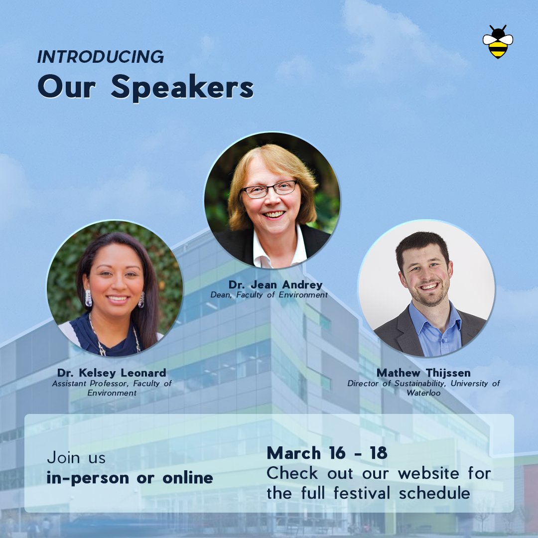 👋Hi all!

Join us at our opening and closing ceremonies and listen in to our keynote speakers!

Joining us will be Dean Jean, Dr. Kelsey Leonard, and Matthew Thijssen to share their thoughts with the environment community!

Registration can be found in the link in our bio! 🐝