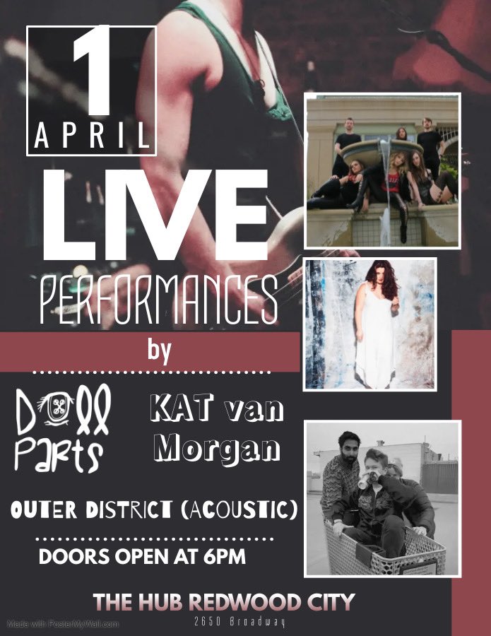 outerdistrict49's tweet photo. On Friday April 1st, @mcar94 will be playing a solo set of Outer District songs at The Hub in Redwood City (@HubRwc)!  Come say hi and enjoy sets from our talented friends Doll Parts and Kat Van Morgan, who will be rounding out the lineup 🤩 https://t.co/NGrLciL9cl