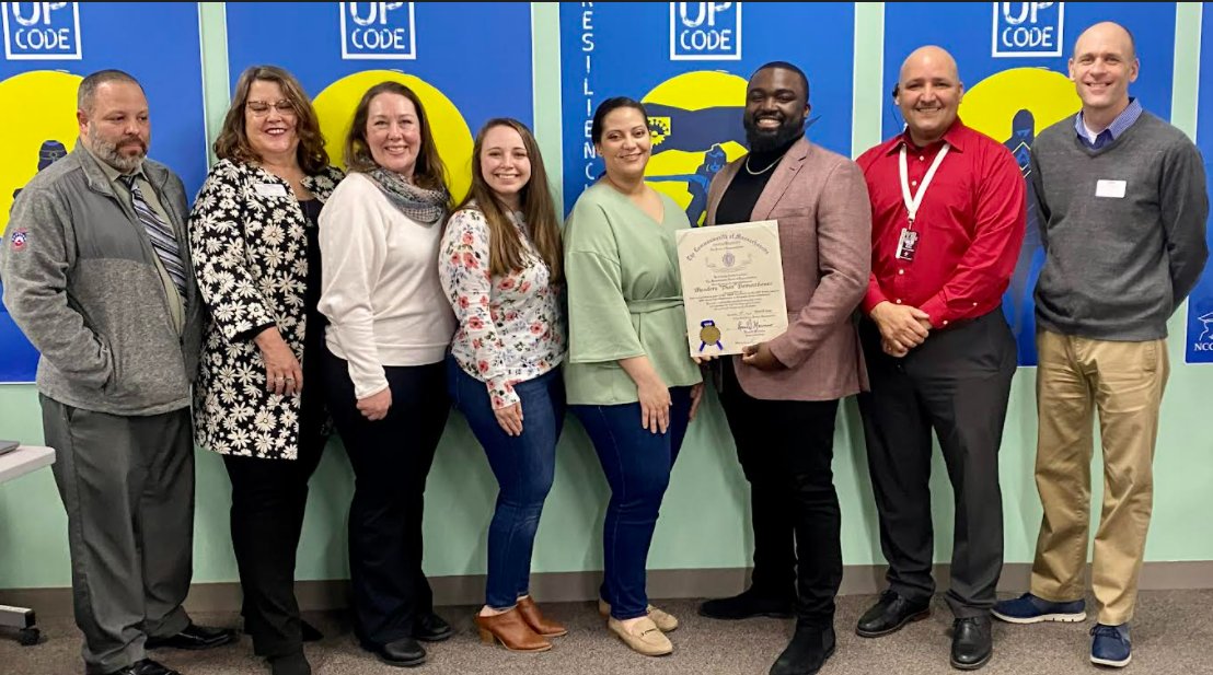 JS_Roche's tweet photo. Congratulations to FHS grad + MWCC/GEAR UP 
 counselor Theodore "Theo" Demosthenes for being recognized by the MA state legislature + Rep Kushmerek as a important leader in the Black + African American community! FHS is Raider Proud to consider you one of our own!  @FitchburgPS https://t.co/TGwYFTWA33