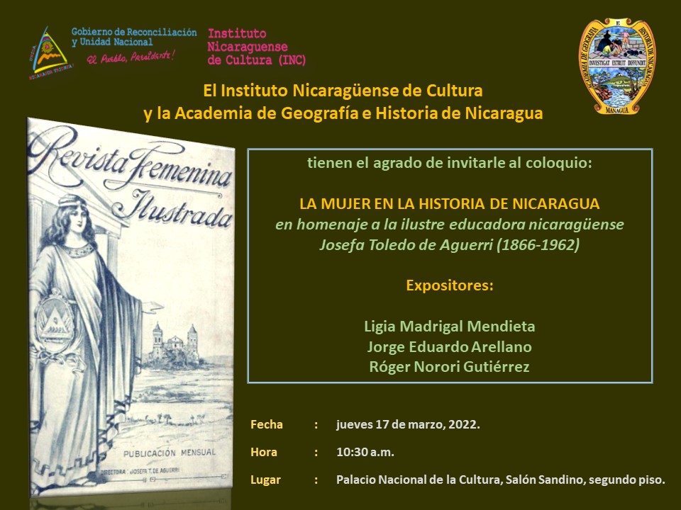 la_moralimpia's tweet photo. El INC y la Academia de Geografía e Historia de Nicaragua te invitan al coloquio La Mujer en la historia de #Nicaragua @Gabirenia1 @CBCPatria21 @RManifiesto https://t.co/OTXts6ik7Z