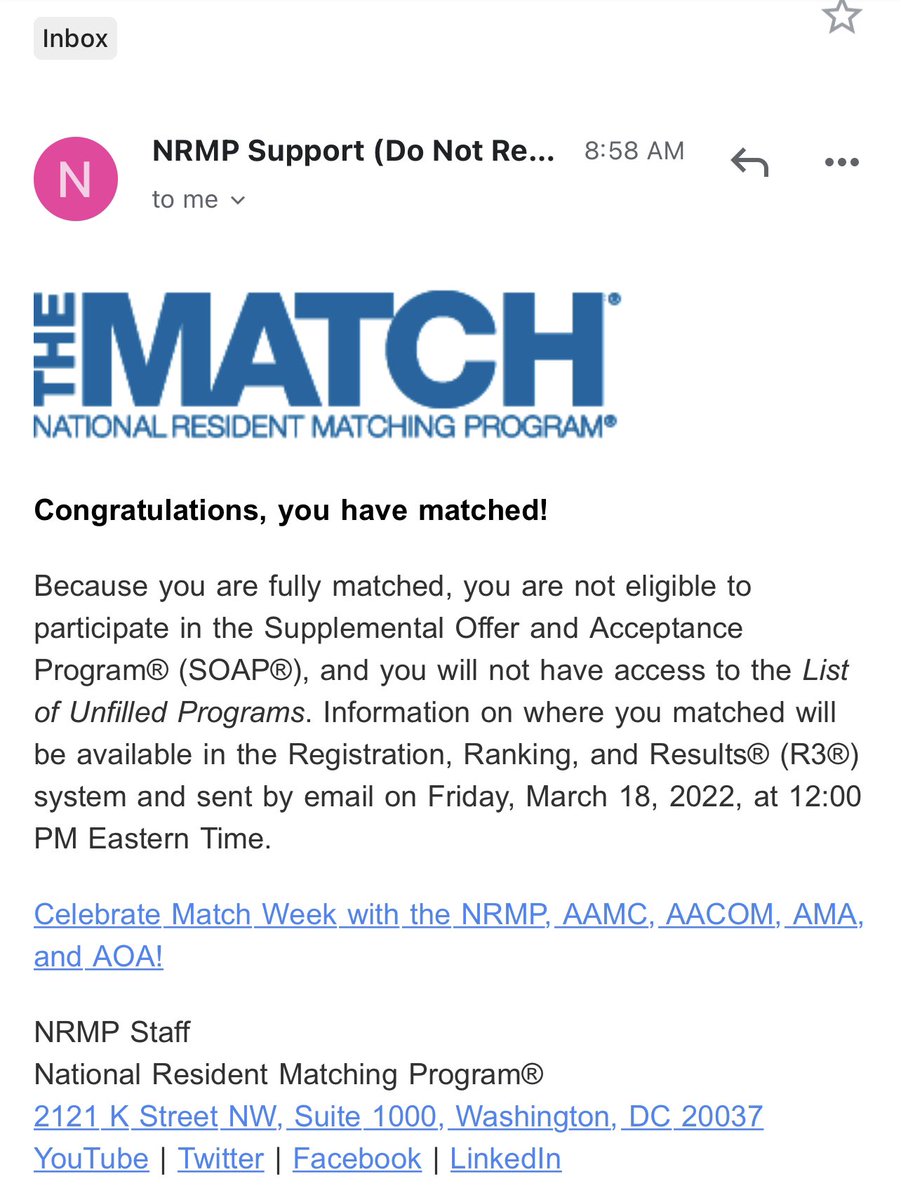 Still trying to calm down LOL. But God is so so SO good. 😭 #EMBound #Match2022 #MatchDay2022 #MedTwitter