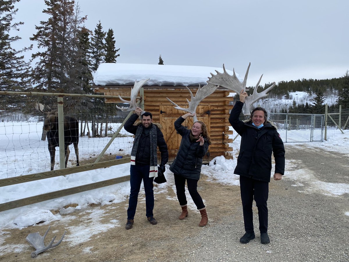 MeetingsYukon's tweet photo. Just practicing our #Moose calls at the @YukonWildlife on our winter #FAMTour - Did it works? #thinkyukon #meetingsyukon #ycbpartner https://t.co/qTNxzRbMBk