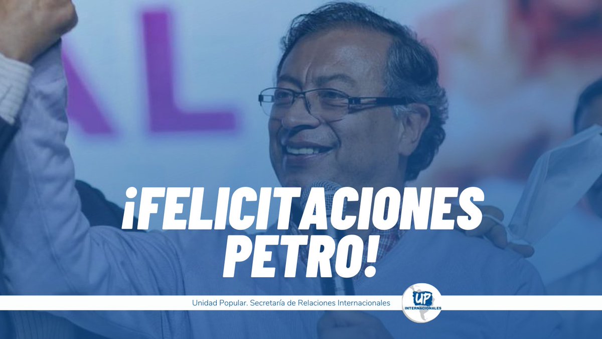 ¡La esperanza crece en Colombia! Desde la sec. de RRII de <a href="/UnidadPopularOK/">Unidad Popular</a> saludamos el triunfo de <a href="/petrogustavo/">Gustavo Petro</a> en la consulta electoral de candidatos a la presidencia por <a href="/PactoCol/">Pacto Histórico Oficial</a> y enviamos nuestro apoyo en esta contienda para cambiar la historia del país y la región.